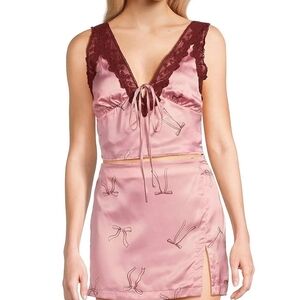 Chic Pink and Burgundy Lace Chemise